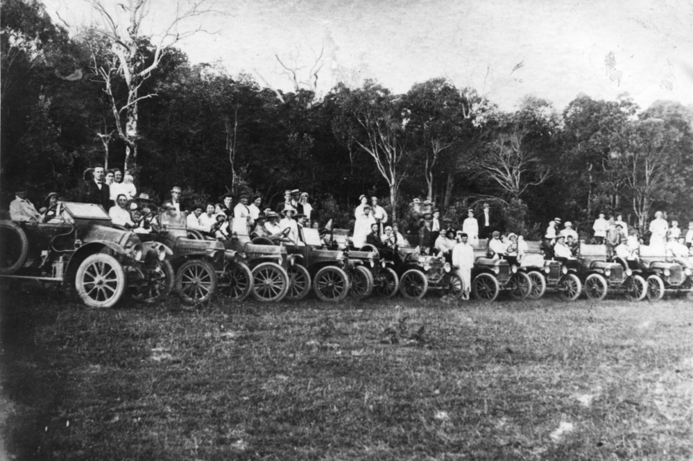 Car Rally at Coramba Showground, 1910, 114 x 171mm, black & white photograph